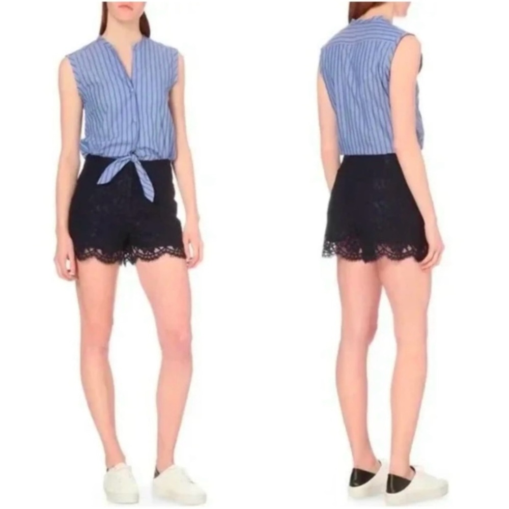 Sandro Navy and Lace Romper